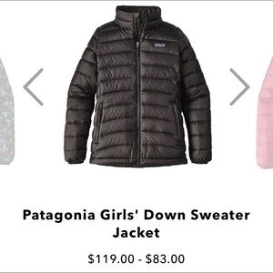 Patagonia NWT Black Down Sweater Jacket S:XS 5-6